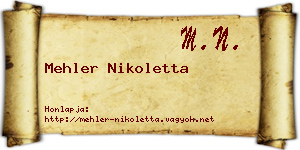 Mehler Nikoletta névjegykártya